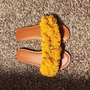 Mustard yellow frindge slides